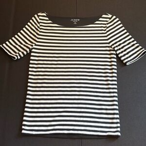 Timeless J. Crew Black and White Boatneck Tee